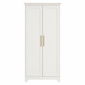 Armadio mobile contenitore rettangolare con 2 ante in MDF bianco e maniglie oro 80x45x180 cm