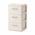 Cassettiera a 3 cassetti in PP e ABS colore beige chiaro struttura in plastica dimensioni 40 x 35 x 75 cm con maniglie in lega di alluminio