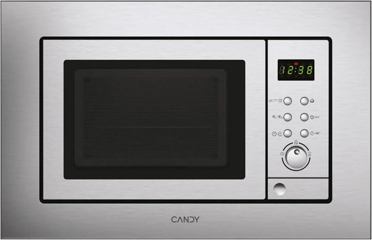 Candy Forno a Microonde Incasso con Grill 800W, 20L, Inox, Ricette Automatiche e Scongelamento