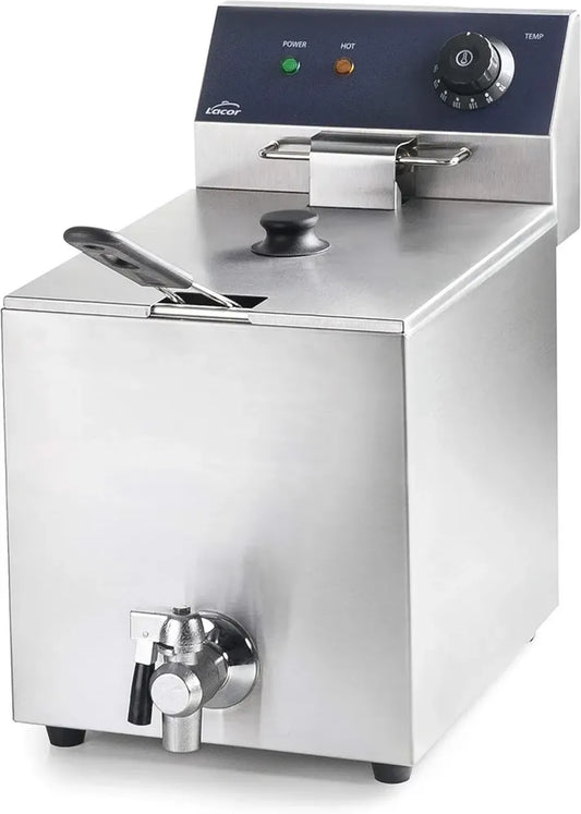 Friggitrice Elettrica LACOR 8L Acciaio Inox 3250W con Rubinetto Professionale