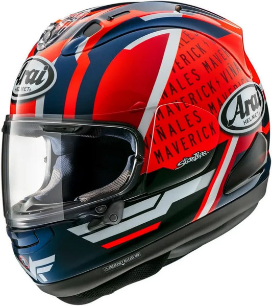Casco Arai RX-7V Evo Maverick 2023, Rosso/Blu, Taglia L (59)