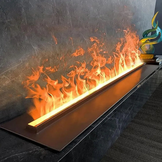 Camino elettrico 3D con fiamma multicolore e luminosità regolabile, acciaio inossidabile