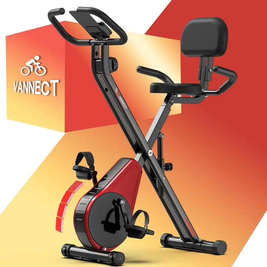 Bicicletta da Fitness Pieghevole 3 in 1 con Schienale e Resistenza Magnetica, Monitor LCD e Sensore di Frequenza Cardiaca, Silenziosa e Compatta, Seduta Regolabile, Capacità 160 kg