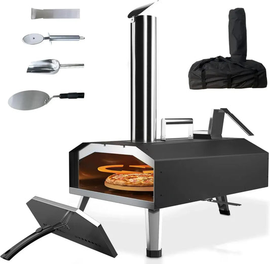 Forno a Legna Portatile in Acciaio Inox per Pizza da Giardino