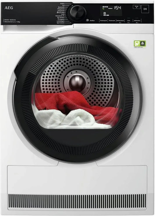 AEG Asciugatrice a Pompa di Calore 8 kg - Modello Serie 8000 AbsoluteCare, Vincitrice del Test 2025, Asciugatura Lana e Seta, Funzione Antipiega