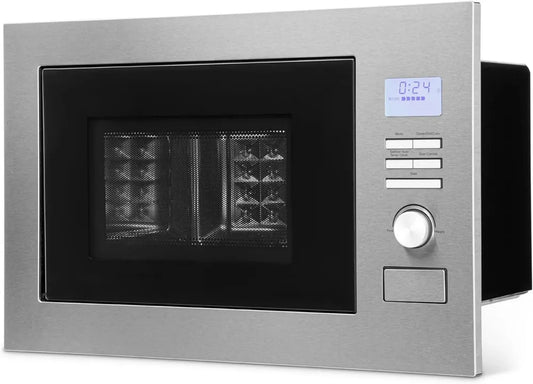 Forno a Microonde Incasso Bomann MWG3001HEB 3 in 1 con Grill e Aria Calda, 25L, Argento