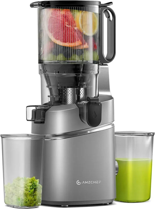 Estrattore di Succo AMZCHEF 250 W, Ampia Apertura 145 mm, Capacità 2 Litri, Triple Filtri per Frutta e Verdura