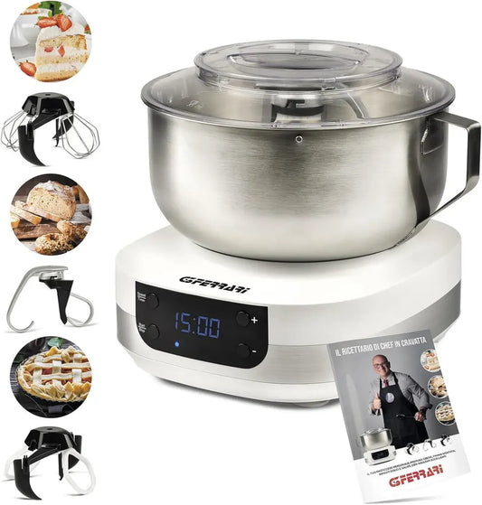 G3 Ferrari Planetaria Gourmet, 1500W, 5L, Ciotola Inox, Display Digitale, 5 Velocità, Timer e Ricettario