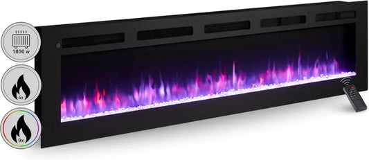 Camino Elettrico Balderia Leif 70' da Incasso con Effetto Fiamma 3D e Termostato
