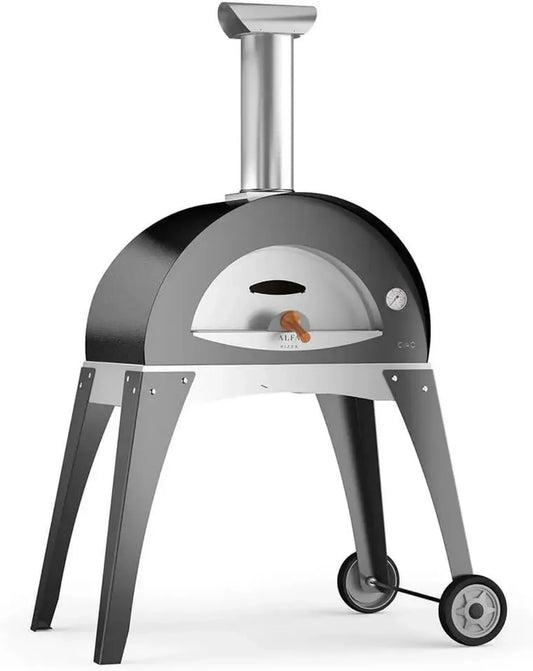 Forno a Legna da Esterno Alfa per Pizza in Acciaio, Modello Ciao M, Argento