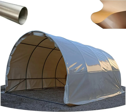 Garage ad arco in acciaio con copertura in PVC avorio 3x4m