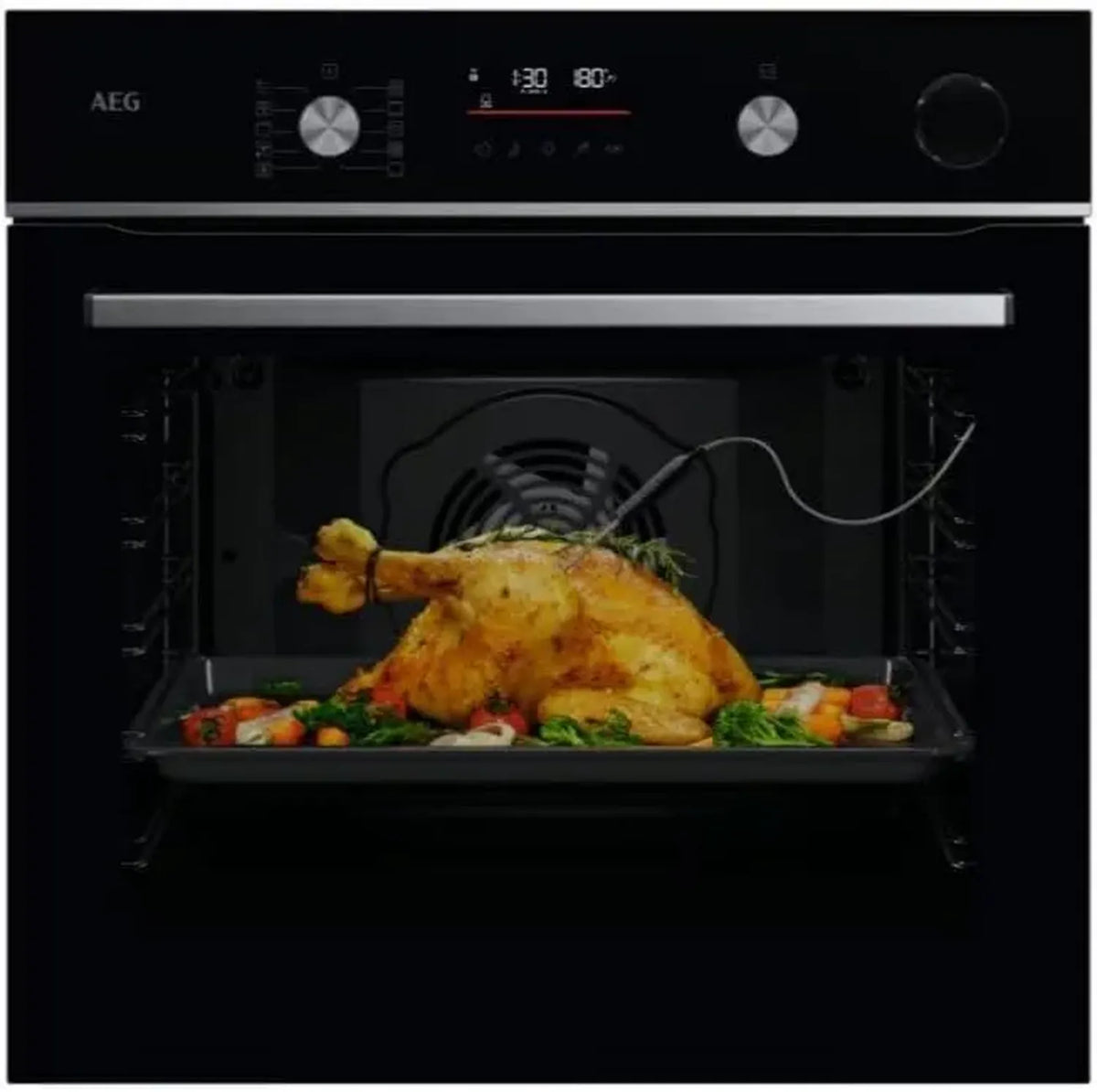 AEG Forno Elettrico Inox A++ Nero Serie 6000 con Vapore e Funzione Pirolitica
