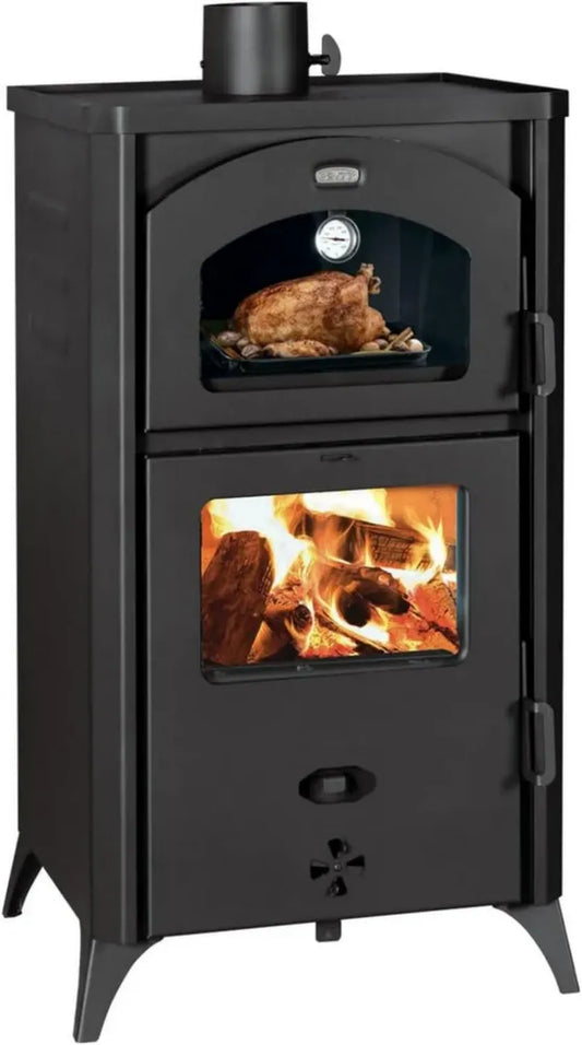 Cucina a legna con forno integrato, potenza termica 14kW, colore nero