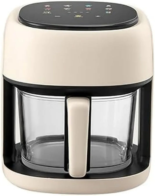 Friggitrice ad aria smart 1350W con schermo touch, finestra trasparente, 10 programmi, cestello lavabile, cottura salutare per 4-5 persone