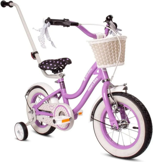 Bicicletta per Bambina con Rotelle e Manubrio, 12-16 Pollici, Età 2-6 Anni