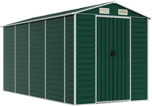Capanno in Acciaio Zincato Verde per Giardino 191x385x198 cm