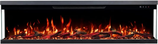 Camino Elettrico Unity a 3 Lati, 900/1800 W, Montaggio Parete e Incasso