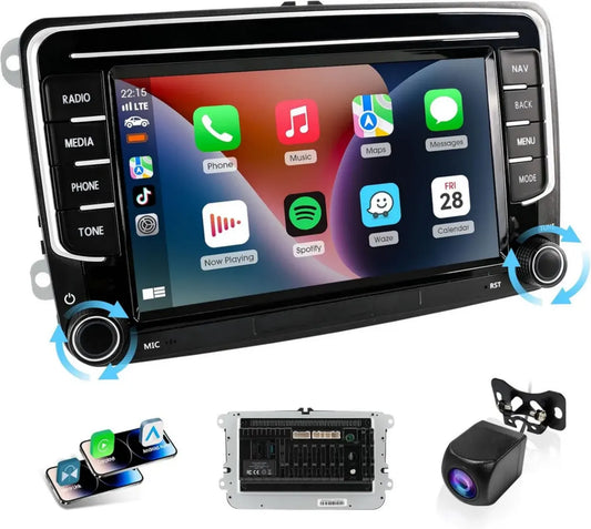 Autoradio 2 DIN 7'' Bluetooth per VW e Skoda con Telecamera 1080P e Mirror Link