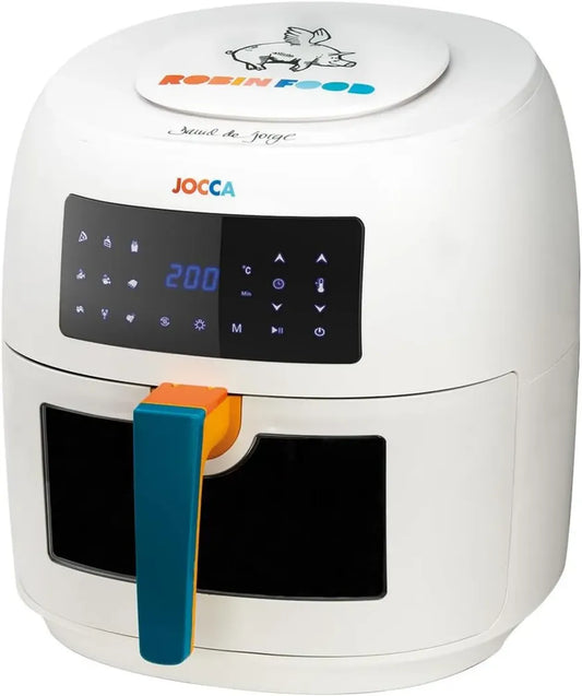 Friggitrice ad Aria JOCCA 7,4L con Finestra, Grande Capacità, Controllo Temperatura, Timer, Edizione Limitata Bianco