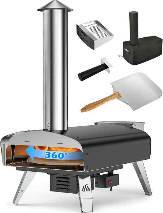 Forno esterno a pellet con pietra girevole automatico e accessori completi