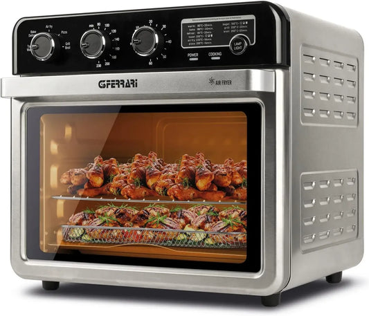 G3 Ferrari Forno Friggitrice ad Aria 32L, Potenza 2000W, 5 Programmi Cottura, Temperatura Fino a 230°C, Timer Display, Accessori Inox, Nero-Argento