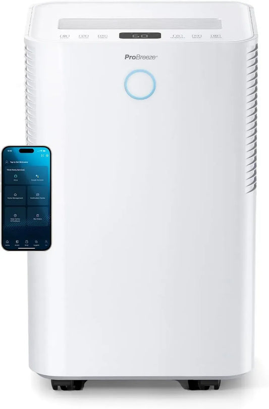 Deumidificatore Pro Breeze 20L/Giorno con WiFi e Serbatoio 4L, Funzione Asciugatura, Sensore Umidità e Timer 24H, Modalità Notturna per Casa