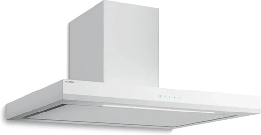 Cappa a Parete Klarstein 90 cm con Aspirazione 595 m³/h, LED, Touch, Classe A++, Silenziosa, Filtro a Carboni, 3 Velocità, Design Moderno, Colore Bianco