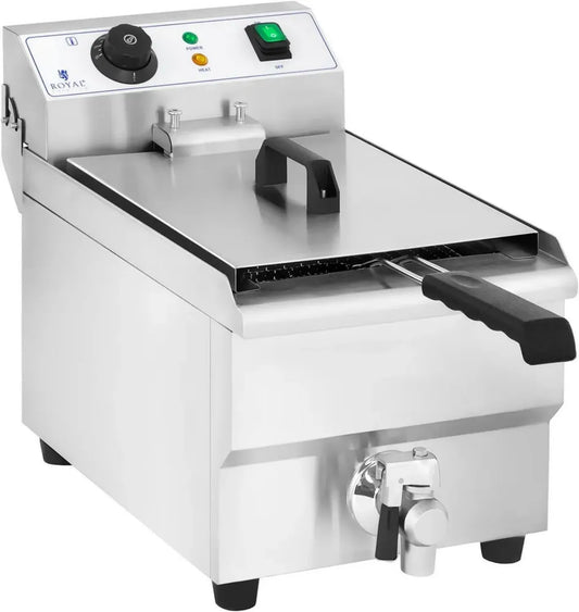 Friggitrice Elettrica Professionale 10L in Acciaio Inox con Rubinetto - 3600W, 230V