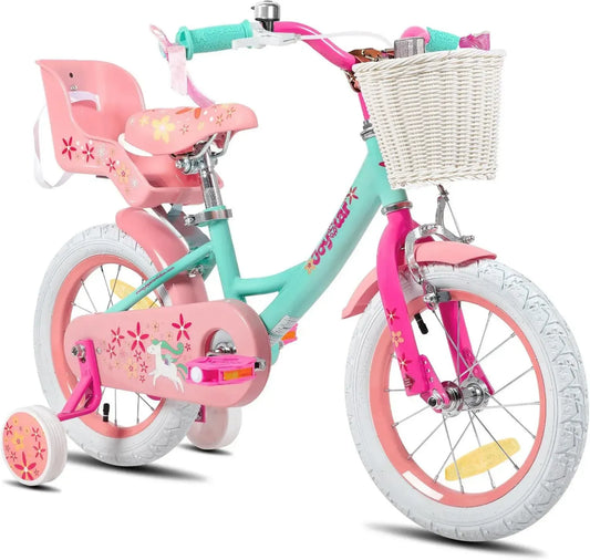 Bicicletta Bambina JOYSTAR Unicorn: Taglie 12-18 Pollici, Età 2-9 Anni, con Seggiolino, Ruote Stabilizzatrici e Cestino